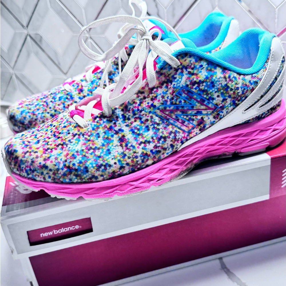 New Balance Kids Pink and Blue Trainers